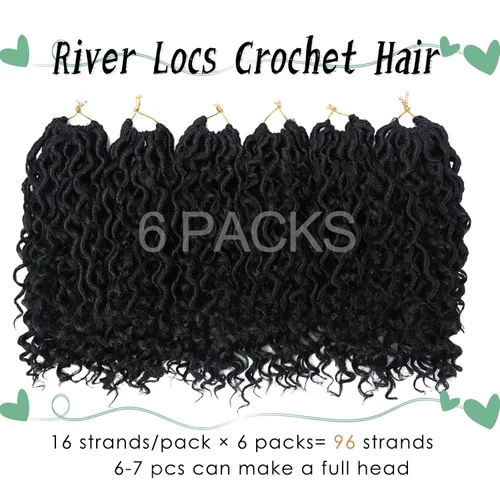 Miniatura 5 de Goddess Locs - Cabello de ganchillo de 8 pulgadas, 6 paquetes de rastas sintéticas de cabello de ganchillo para mujeres negras, cabello suave 1b