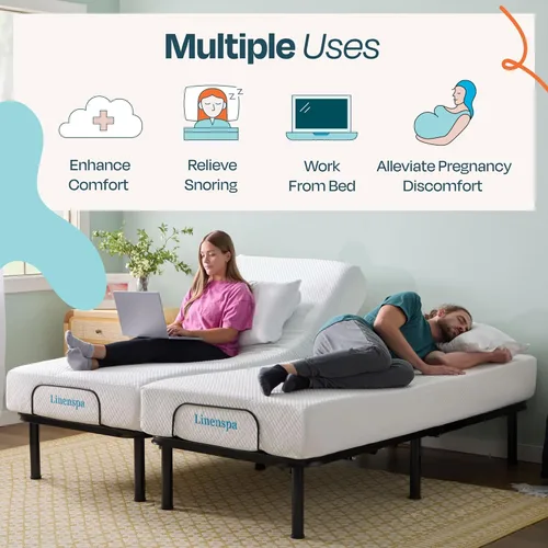 Miniatura 6 de Linenspa - Base de cama ajustable - Inclinación independiente de cabeza y pie - Motor potente y silencioso - Fácil montaje sin herramientas - Para