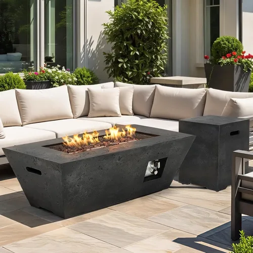 Miniatura 46 de ECOTOUGE Mesa de cubierta de tanque de propano, 15.5 pulgadas para mesa de fuego, mesa oculta cilíndrica para exteriores para fogata de gas