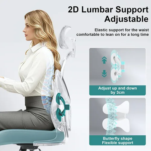 Miniatura 5 de Silla de oficina ergonómica, soporte lumbar ajustable y reposacabezas, silla de escritorio con respaldo alto con brazos abatibles para oficina