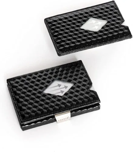 Miniatura 6 de EXENTRI Billetera Trifold de cuero - bloqueo RFID con clip de bloqueo de acero inoxidable