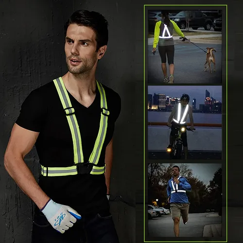 Miniatura 6 de Chaleco de seguridad reflectante, 2 piezas, chaleco de alta visibilidad, correas ajustables para correr, ciclismo, caminar, trabajadores Verde +