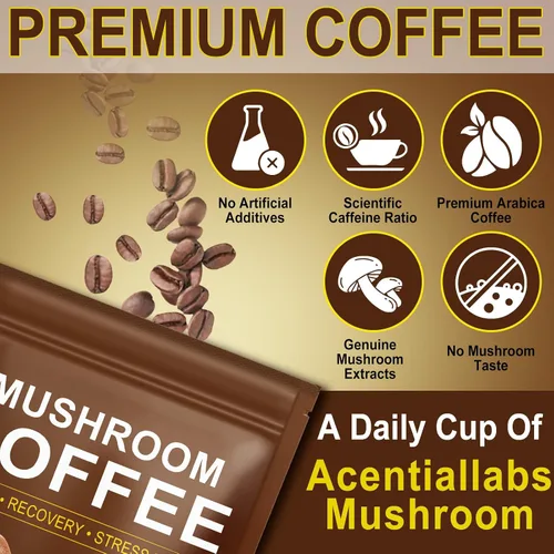 Miniatura 9 de Café de hongos (8.29 oz de gran tamaño), mezcla de 10 hongos superalimentos para energía, recuperación y enfoque, café instantáneo orgánico en polvo