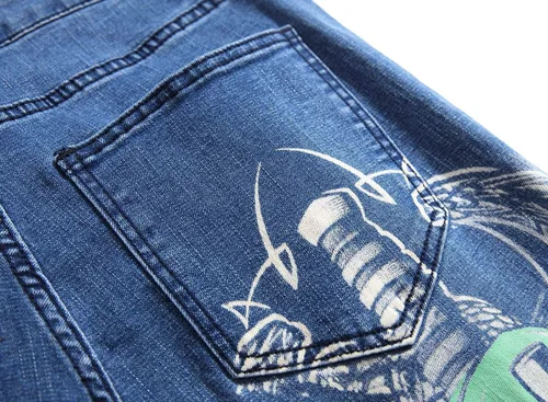 Miniatura 232 de Baylvn - Pantalones de mezclilla entallados y estampados para hombre con corte recto