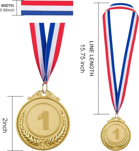 Miniatura 3 de 12/24/48/96 Piezas Medallas de Premio Oro, Plata y Bronce, Medallas de Campeón Estilo Olímpico Oro, Plata y Bronce Premios para Deportes, Oro Plata