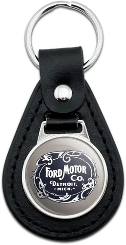 GRAPHICS & MORE Llavero con logotipo vintage de Ford Motor Company de cuero negro