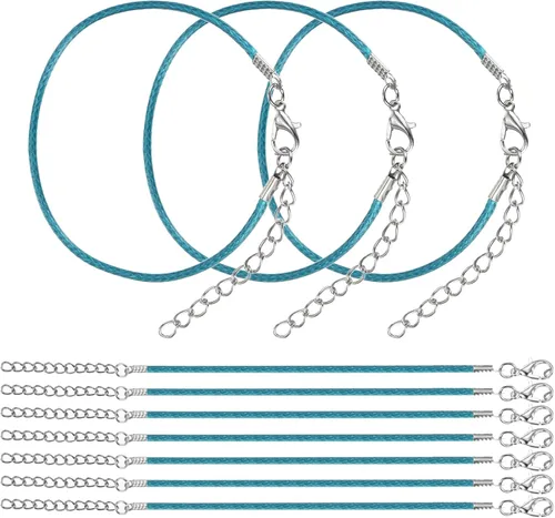 Miniatura 15 de MECCANIXITY 10 cordones de pulsera verde militar, pulsera de amistad ajustable de 9 pulgadas, cordón de poliéster encerado de 0.059 in con cierre