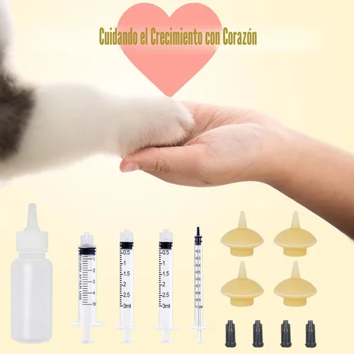 Miniatura 7 de Mini Botella de Alimentación para Mascotas y Jeringas con Tetinas para Gatos Pequeños, Perros, Gatitos, Cachorros, Conejos, Animales Pequeños