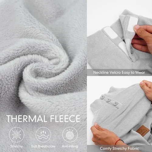 Miniatura 5 de cyeollo Pijama de forro polar para perro, abrigo térmico para perro, overol elástico, pijamas cálidas para mascotas para perros pequeños, color gris