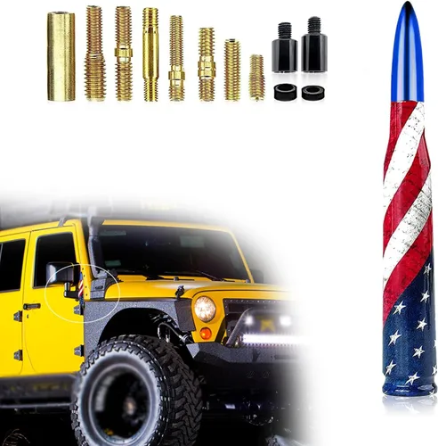 Miniatura 8 de 1 pieza de antena de bala modificada para coche, antena decorativa personalizada antirrobo con bandera americana de 5.5", señal estable