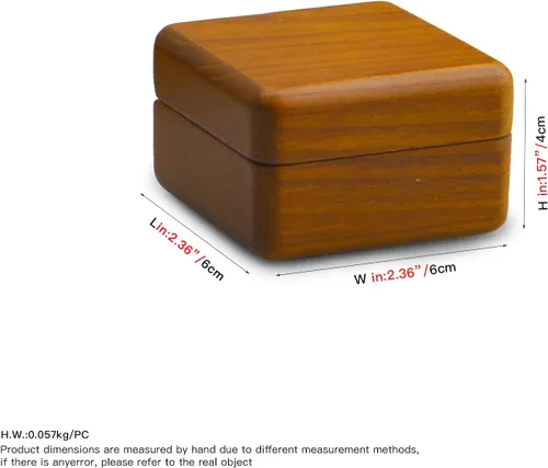 Miniatura 7 de Woodten Caja de anillo de boda de madera maciza Caja de anillo doble de madera cuadrada para propuesta