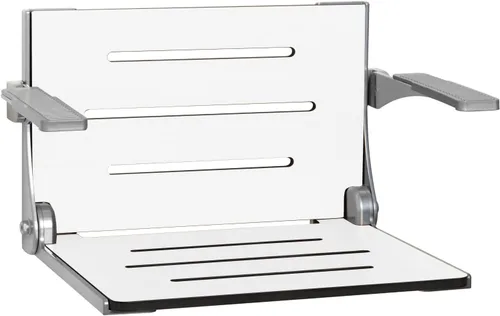 Miniatura 13 de Seachrome Silhouette Comfort Banco de Ducha Plegable de Montaje en Pared con Brazos, Asiento Negro con Marco Negro Mate