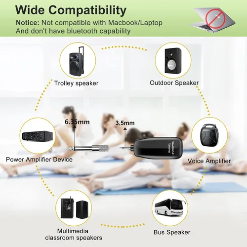 Miniatura 7 de Auriculares con Micrófono Inalámbrico, Sistema de Micrófono y Altavoz de Cabeza UHF, Auriculares Profesionales con Amplificador de Voz y Micrófonos