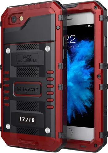 Miniatura 73 de Mitywah Funda impermeable para iPhone 7/iPhone 8 / iPhone SE 2020, funda de metal resistente de grado militar, protección de cuerpo completo