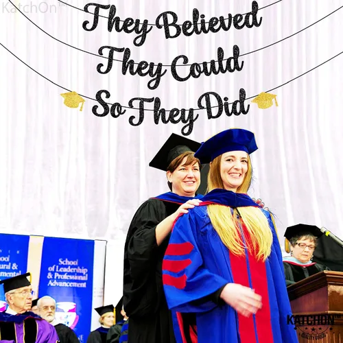 Miniatura 3 de KatchOn, Cartel de "They Believed They Could So They Did" con purpurina de 10 pies, sin bricolaje, decoraciones de graduación 2026, pancarta de Oro