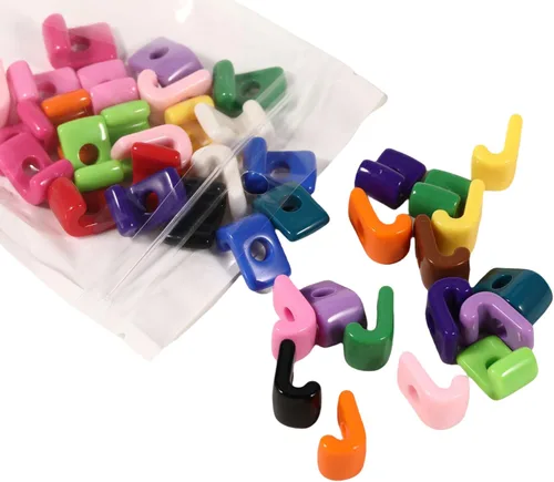 Miniatura 35 de 40 cuentas de letras 3D focales acrílicas sueltas para hacer joyas, pulseras, collares, llavero, bolsa de teléfono, cadena, llaveros (letras mixtas)