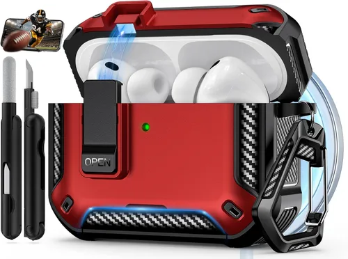 Miniatura 14 de Funda para AirPods Pro de 2 generación con soporte para teléfono, diseño de interruptor automático de protección completa contra caídas con kit