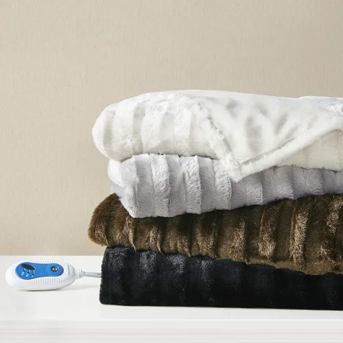 Miniatura 6 de Beautyrest Duke - Manta eléctrica de lujo extragrande con forro de pelo largo cepillado de imitación, suave y acogedora, con control de 3 niveles