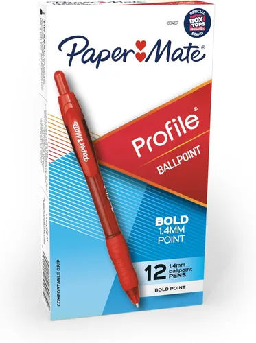 Bolígrafo Paper Mate Profile retráctil, punta redonda, 0.05 pulgadas Rojo