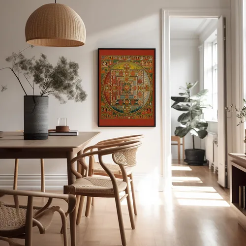 Miniatura 5 de Poster Master Póster vintage de mandala Kalachakra, impresión retro de la rueda del tiempo, arte budista, arte tibetano, regalo para hombres