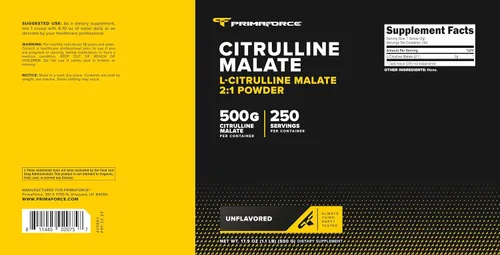 Miniatura 5 de PrimaForce Malato en polvo de L-citrulina, sin sabor, 17.64 oz, vegano, sin OMG