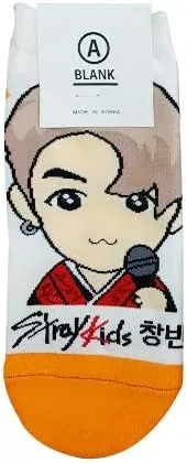 Miniatura 6 de Calcetines de personajes de dibujos animados Kpop StrayKids para mujer, fabricados en Corea, Blanco