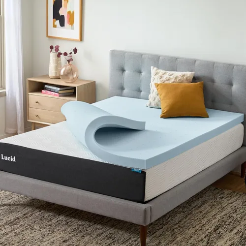 Miniatura 8 de Lucid Cubrecolchón de espuma viscoelástica con infusión de carbón de bambú de 2 pulgadas - Tamaño Twin - Control de humedad y olor - Ventilado