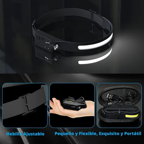 Miniatura 6 de Linterna LED para faros delanteros recargable, paquete de 2 faros delanteros de 230° de haz ancho con sensor de movimiento, lámpara frontal ligera e