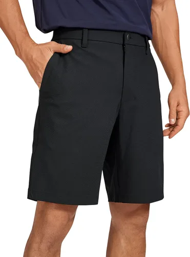 CRZ YOGA Pantalones cortos de golf cómodos todo el día para hombre, 7 pulgadas9 pulgadas, elásticos, ligeros, parte delantera plana para trabajo