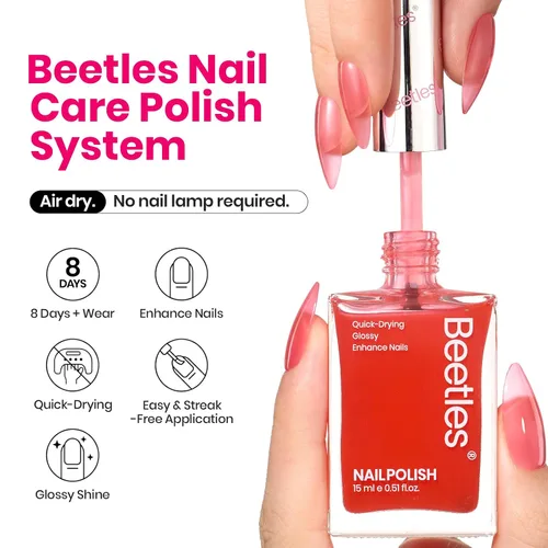 Miniatura 2 de Beetles Esmalte de uñas – Esmalte de uñas de dedos rojos de secado rápido (0.5 onzas líquidas), no necesita lámpara UV, esmalte de uñas, manicura