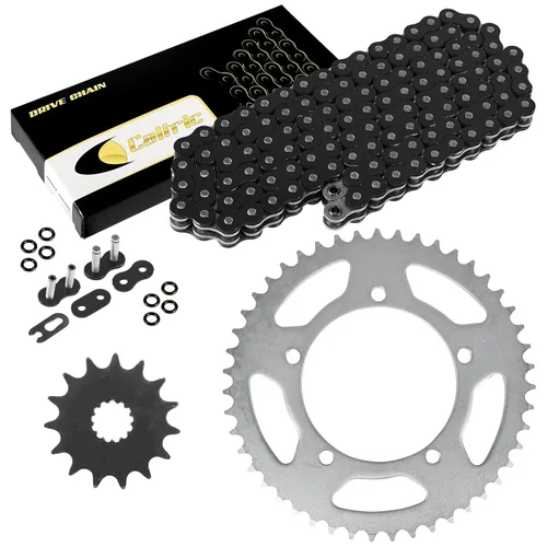 Caltric Kit de cadena de transmisión y piñón de junta tórica negra compatible con Suzuki DL650 DL650A DL650Se 2004-2016