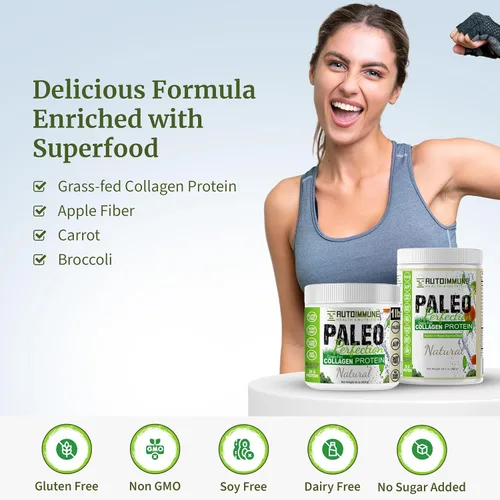 Miniatura 4 de Paleo Perfection - Polvo de proteína de colágeno de carne de res alimentada con pasto natural para hombres y mujeres con fibra de manzana