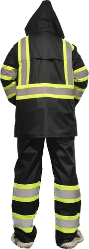 Miniatura 6 de sesafety Chaqueta de Lluvia de Alta Visibilidad, Trajes de Lluvia para Hombres Impermeables con Fondo Negro, Abrigos de Lluvia para Hombres