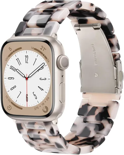 Miniatura 9 de V.R.HOPE Correa de Resina para Reloj Compatible con Apple Watch para Mujeres 38mm 40mm 41mm 42mm Oro Rosa Ligero Pulsera de Pulsera para iWatch Beige