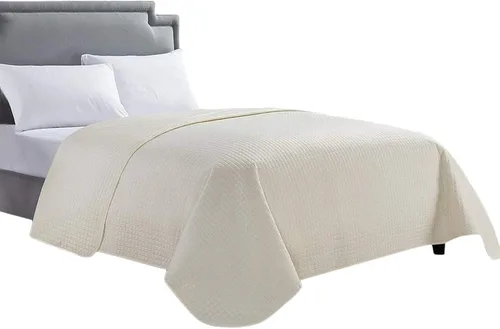 Miniatura 10 de HollyHOME - Colcha de cama acolchada pinsonic con diseño de cuadros súper suave, para cama individual, Blanca, tamaño Twin