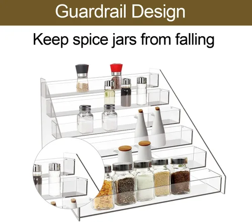 Miniatura 5 de WUIVIUT Organizador de estantes de especias para armario, estante acrílico de niveles para especias y almacenamiento de latas para cocina y despensa