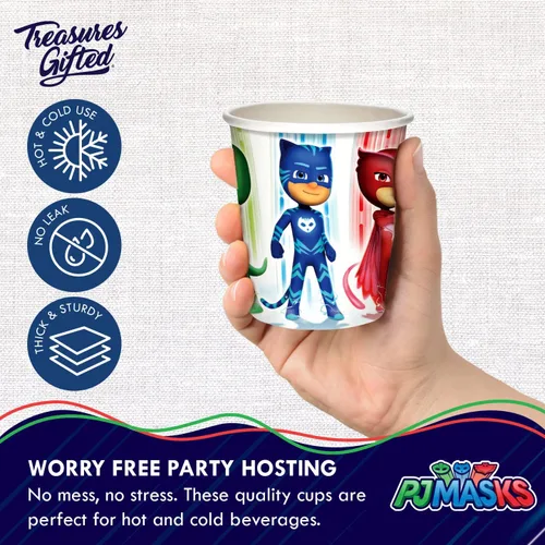 Miniatura 3 de Treasures Gifted Decoraciones de fiesta de PJ Masks con licencia oficial, vasos de papel de 9 onzas, 24 unidades, suministros de fiesta