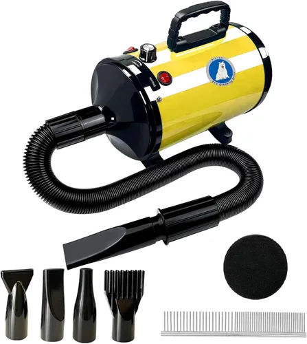 Miniatura 7 de Secador de pelo para perros Xapigo, secador de alta velocidad profesional para el aseo de perros, temperatura y velocidad ajustables con 4 boquillas