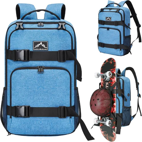 Miniatura 7 de GoHimal Mochila para monopatín, mochila deportiva, bolsa para laptop, diseño multideportivo para hombres y mujeres, Negro, Tamaño único, Moderno