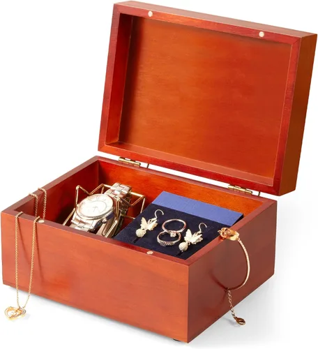Miniatura 11 de DRASTAR Caja de Recuerdos, Caja de Memoria de Madera de Acacia con Tapas con Bisagras, Caja de Joyería de Madera, Caja de Almacenamiento Pequeña
