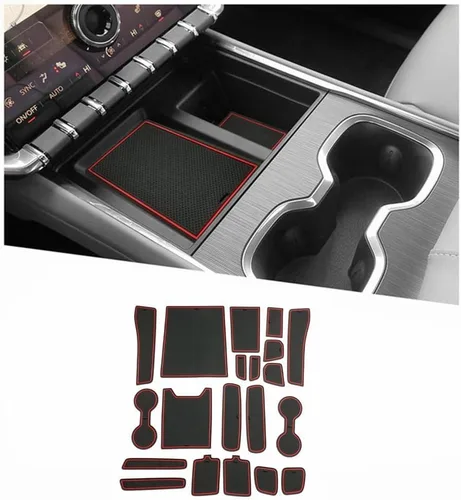 Miniatura 16 de Alfombrillas de ranura de puerta Acadia 2025 2026 para accesorios GMC Acadia 2026, alfombrillas de goma interior antideslizantes, forro de consola