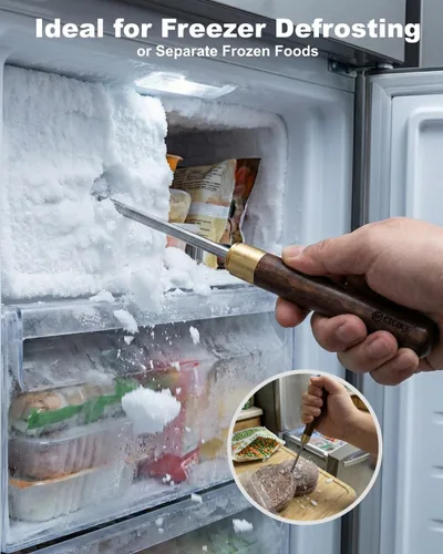 Miniatura 5 de Pico de hielo de acero inoxidable con cubierta de seguridad, herramienta para romper hielo, mango de madera antideslizante para fácil de agarrar, 9