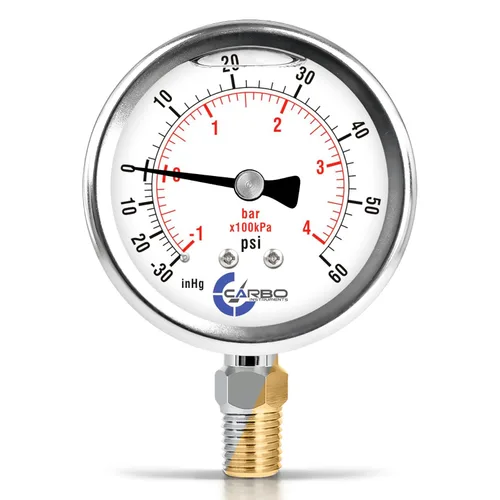 Miniatura 10 de Medidor de presión relleno de líquido de glicerina de 5000 PSI, dial de 2.5 pulgadas, montaje inferior 1/4 NPT, caja de acero inoxidable 304, piezas