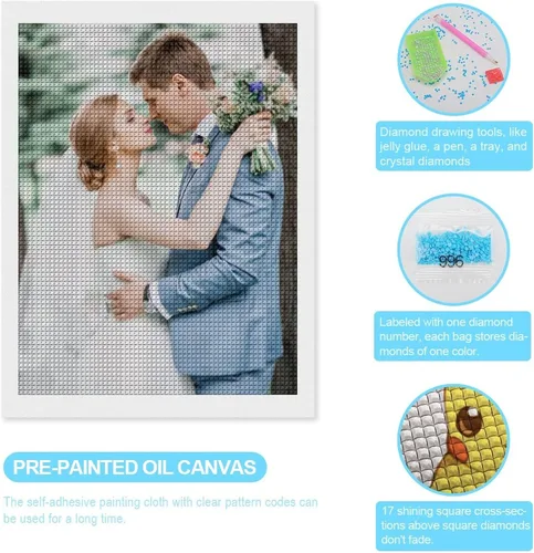 Miniatura 3 de Oznufi Kits de pintura de cuentas personalizadas para adultos, taladro completo, cuentas de fotos 5D personalizadas, imagen personalizada, regalos