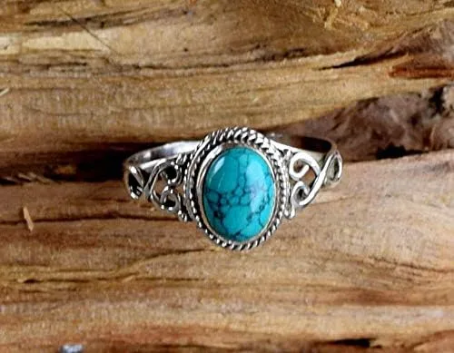 Miniatura 6 de Avicrafts Turquoise Stone Ring 925 Sterling Silver Statement Ring For Women Handmade Gemstone Christmas Jewellery Gift For Her