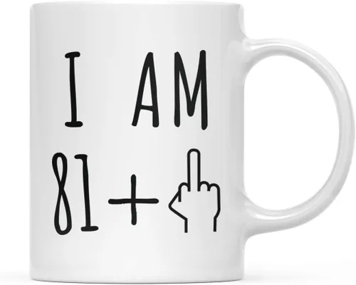 Miniatura 80 de Andaz Press Divertida taza de café de 11 onzas, regalo de broma de cumpleaños, I Am 49 + 1 dedo medio, 1 paquete, ideas de regalo de cumpleaños 50