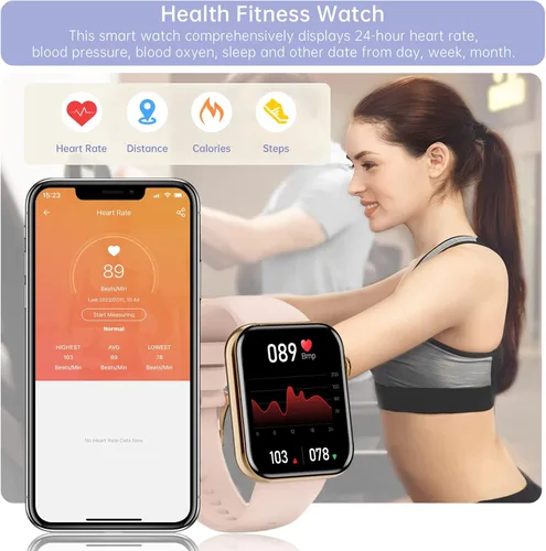 Miniatura 3 de Reloj inteligente para mujeres y hombres (respuesta/hacer llamadas) 1.85 pulgadas HD Fitness Tracker Smartwatch para Android iPhone con seguimiento