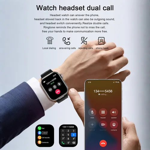Miniatura 2 de Reloj inteligente Desong con auriculares, pantalla HD de 2.02", reloj de fitness, responder/realizar llamadas, reloj inteligente 2 en 1
