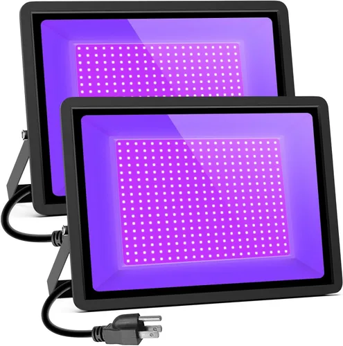 Miniatura 9 de Tansir - Luces negras de 500 W LED negras para exteriores con enchufe (cable de 6 pies) para fiesta de luz negra, iluminación de escenario, acuario