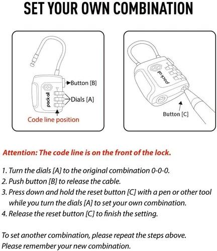 Miniatura 7 de pack all Candados de equipaje de cable aprobados por la TSA, candados de combinación de 3 dígitos, cerradura de viaje para maletas y bolsa, cuerpo
